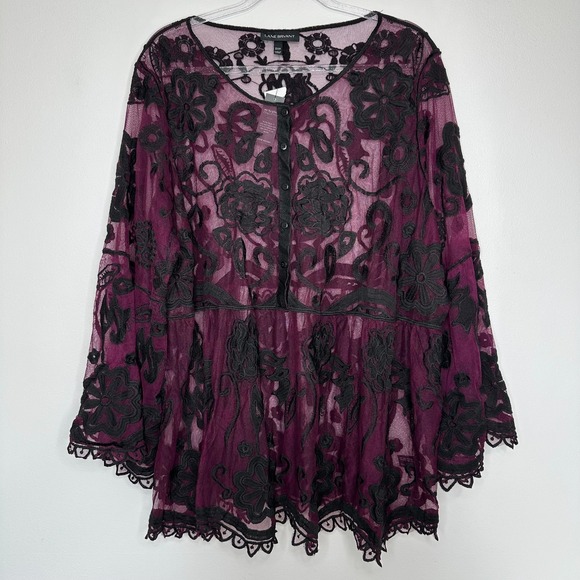 Lane Bryant Tops - Lane Bryant Sheer Lace Tunic Top Size 22 Whimsigoth